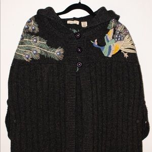 anthropologie embroidered cape